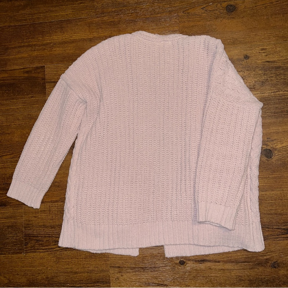 Cupio Blush Pink Open Front Chunky Knit Long Sleeve Cardigan Size M - Picture 2 of 12